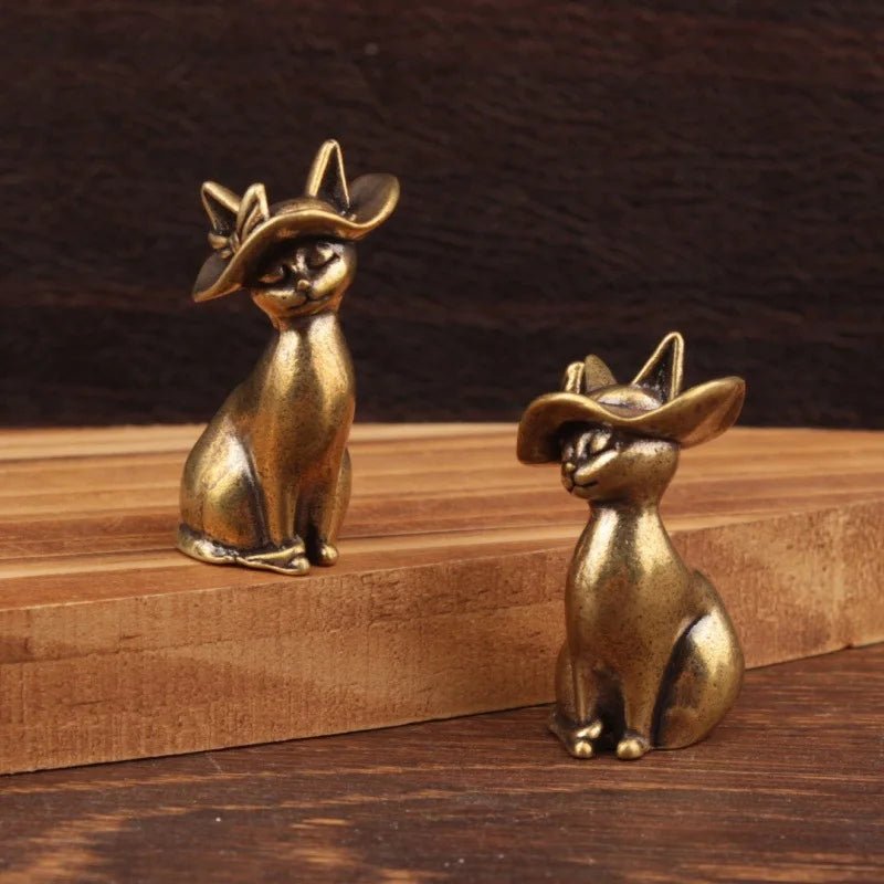 The Hatted Cat — Small Bronze Cat