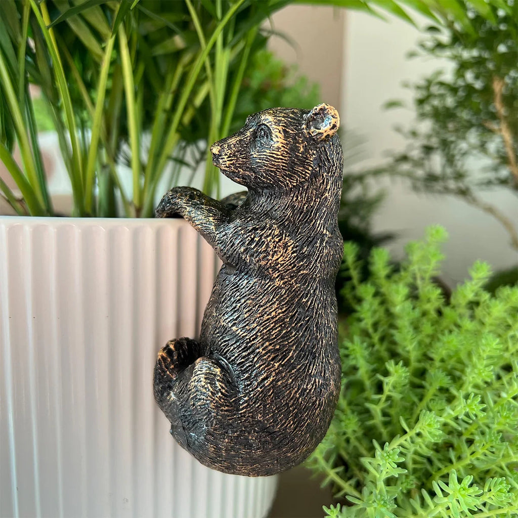 Bear on the Ledge — Bronze Bear Pot Hanger