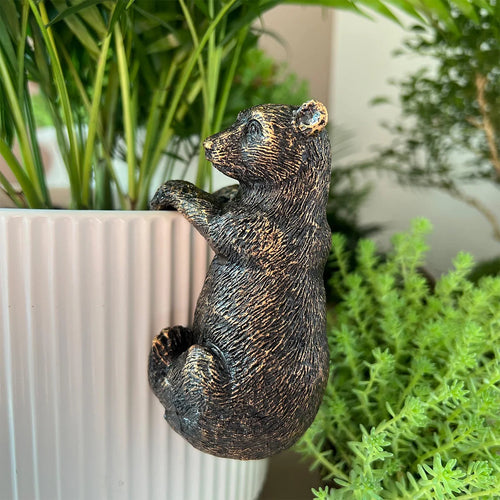 Bear on the Ledge — Bronze Bear Pot Hanger