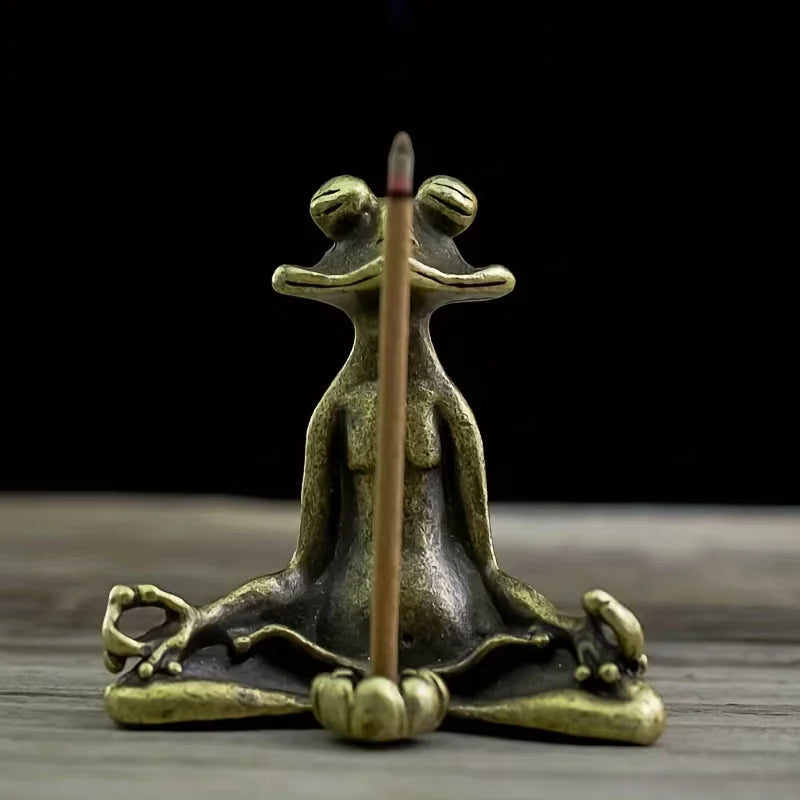 Small Frog, Old Eyes — Bronze Incense Holder