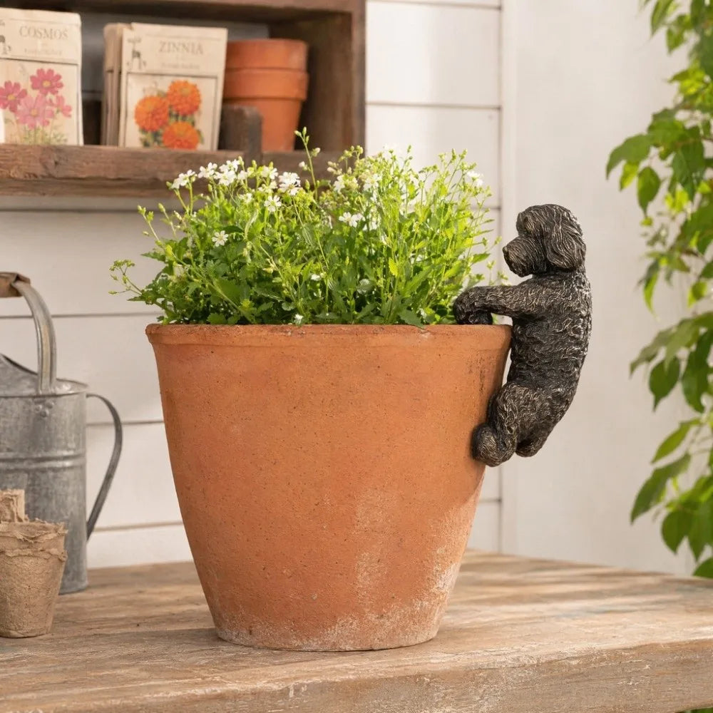 Hound at the Rim — Bronze Dog Pot Hanger