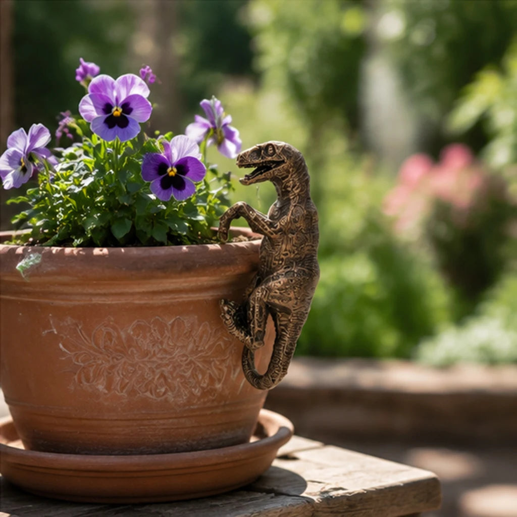 Long-Necked Sentry — Bronze Dinosaur Pot Hanger