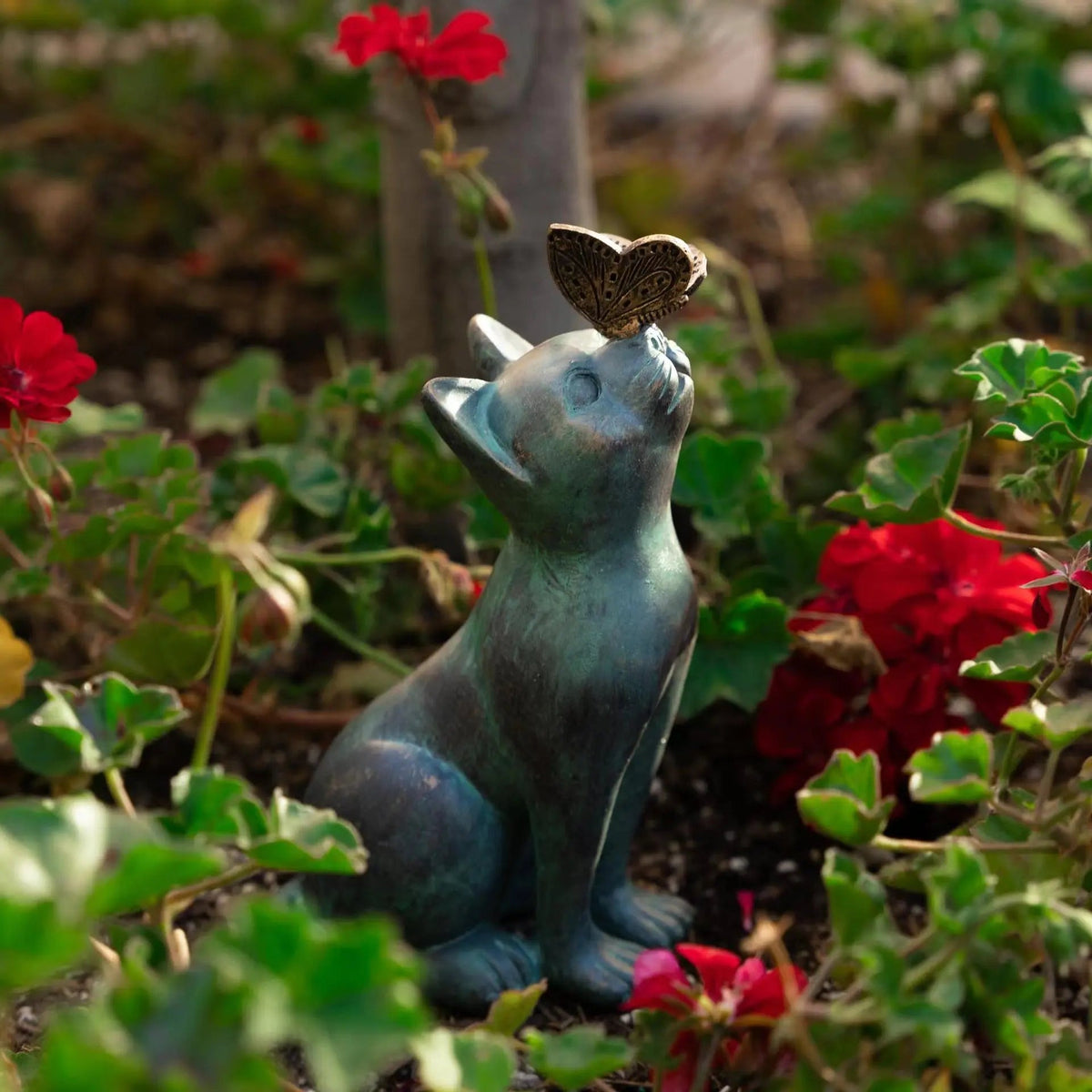 Cat and Butterfly — Garden Cat Statue
