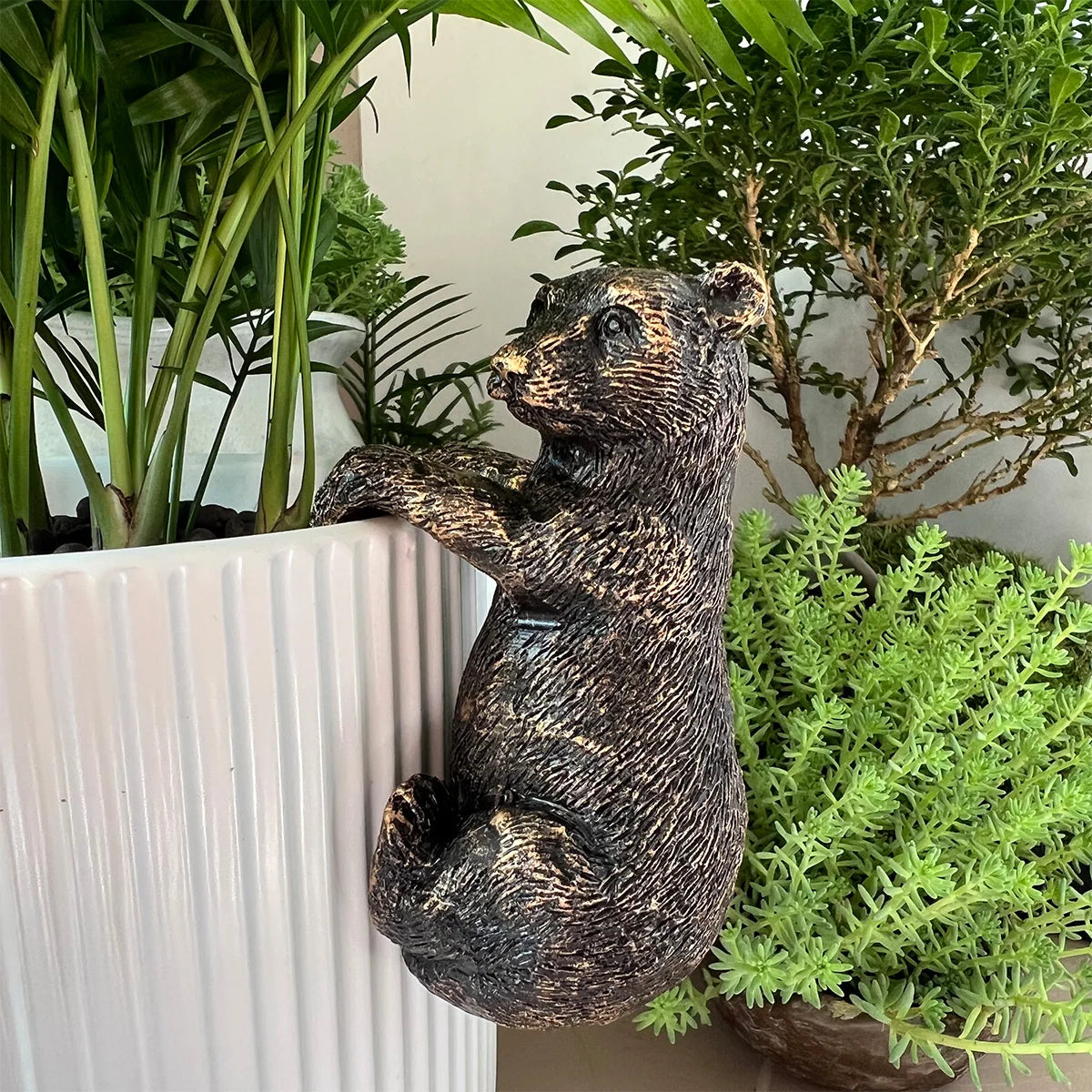 Bear on the Ledge — Bronze Bear Pot Hanger