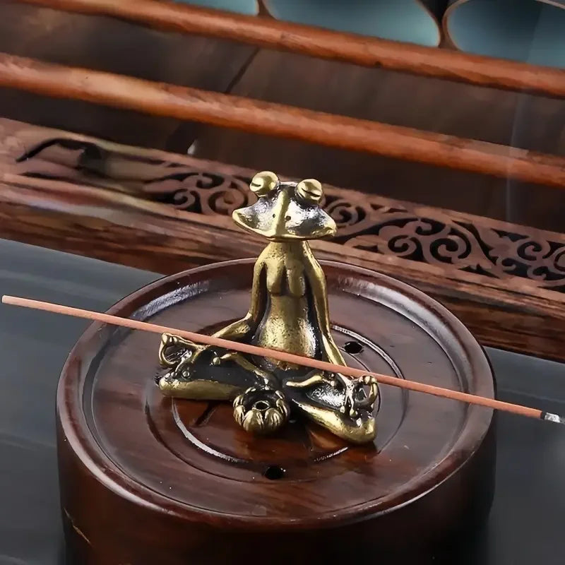 Small Frog, Old Eyes — Bronze Incense Holder