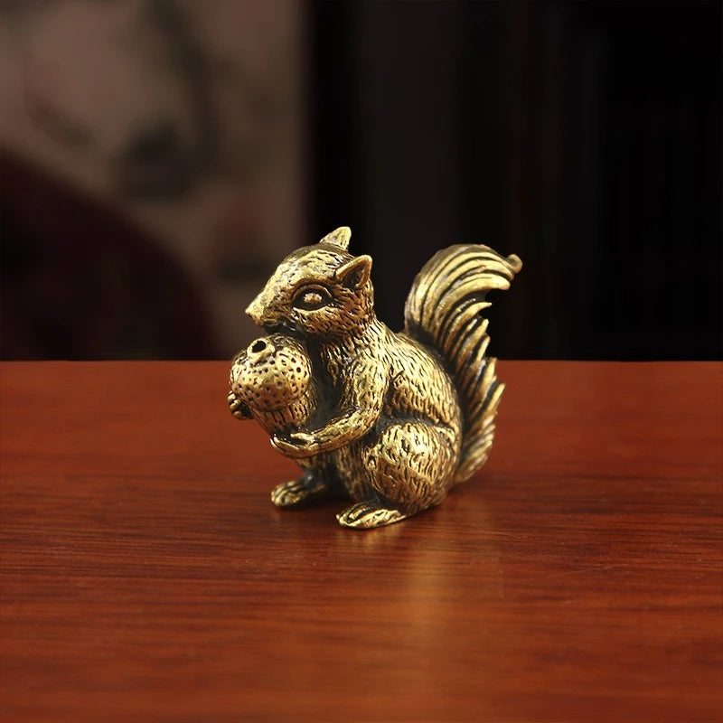 Squirrel and Acorn — Bronze Incense Holder