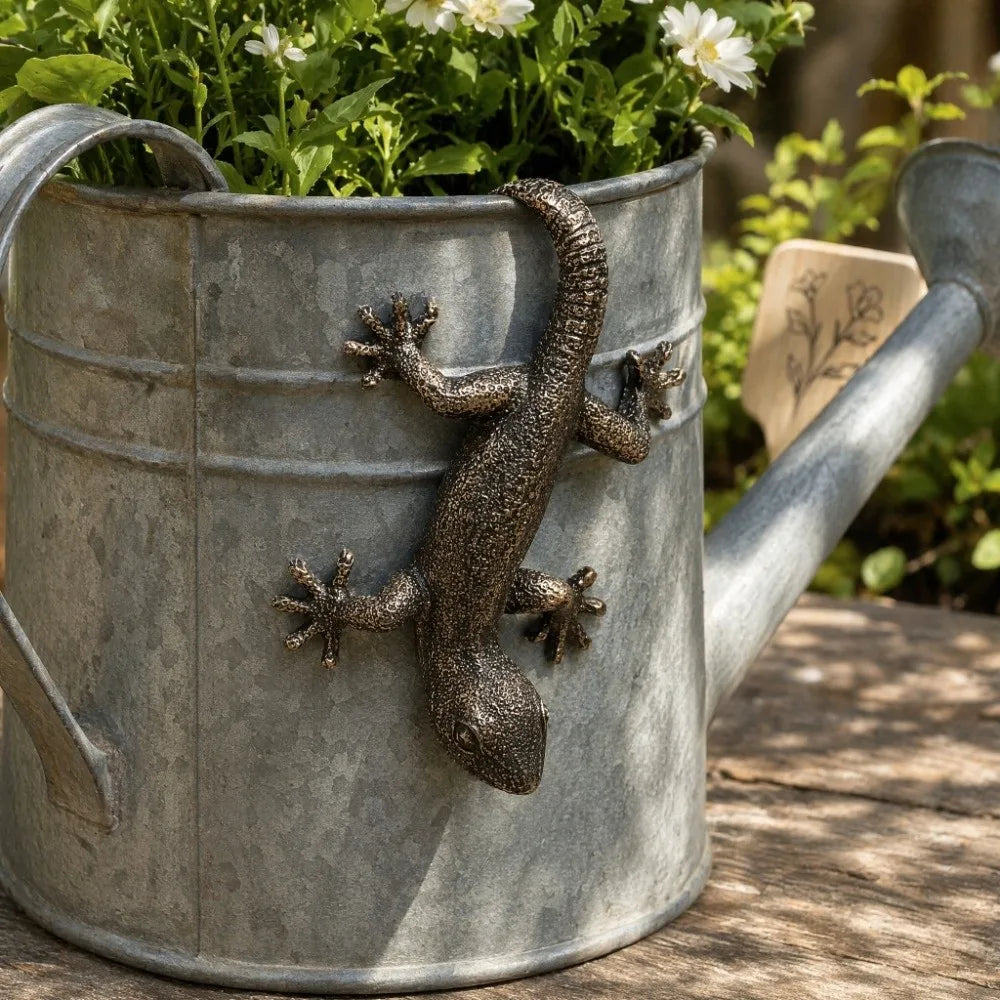 Gecko on the Glaze — Bronze Gecko Pot Hanger