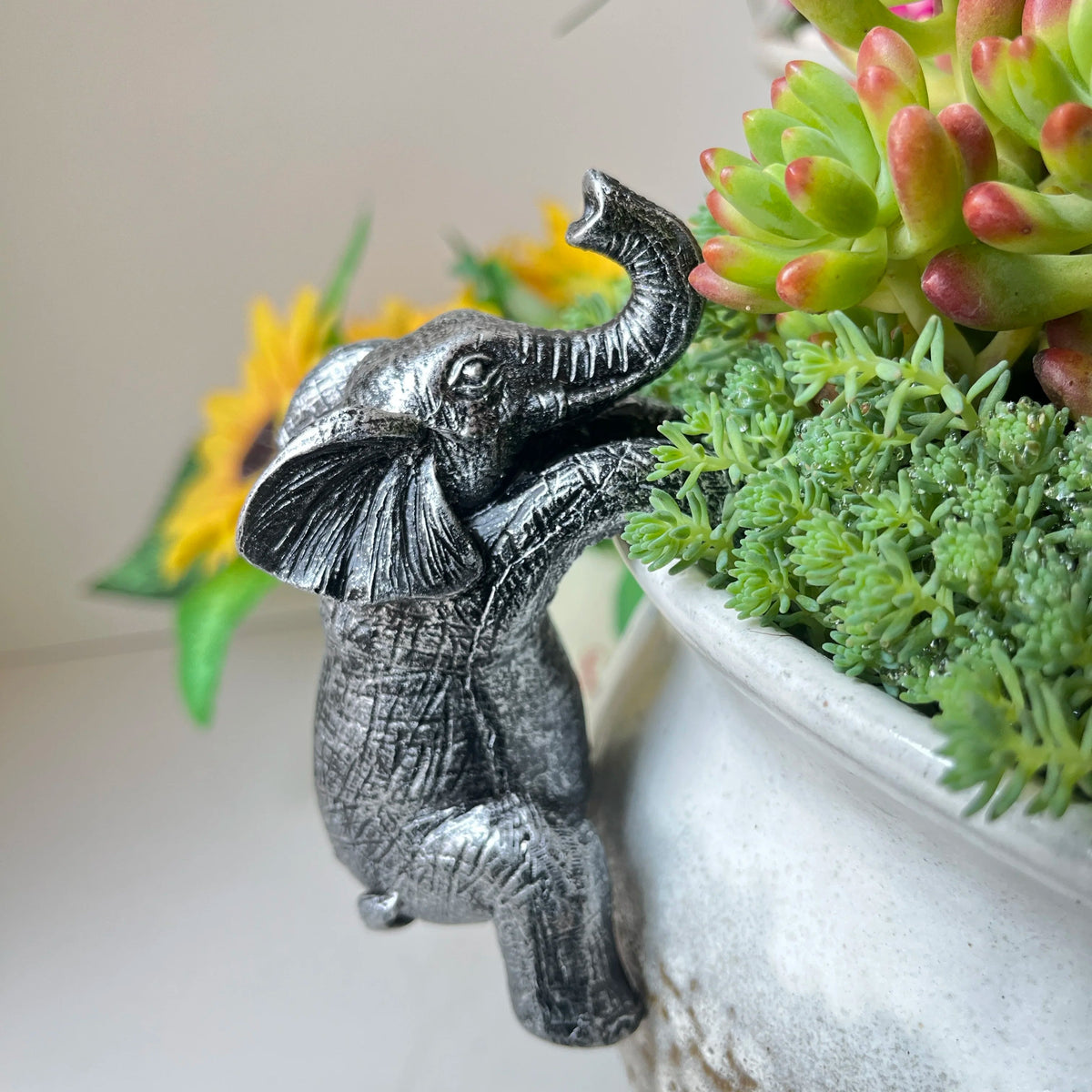 Elephant at the Edge — Silver Elephant Pot Hanger