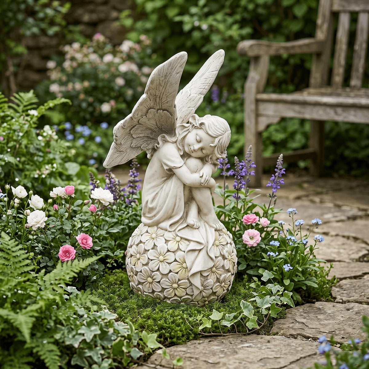 Angel on the Bloom — Garden Angel Statue