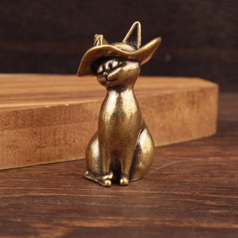 The Hatted Cat — Small Bronze Cat