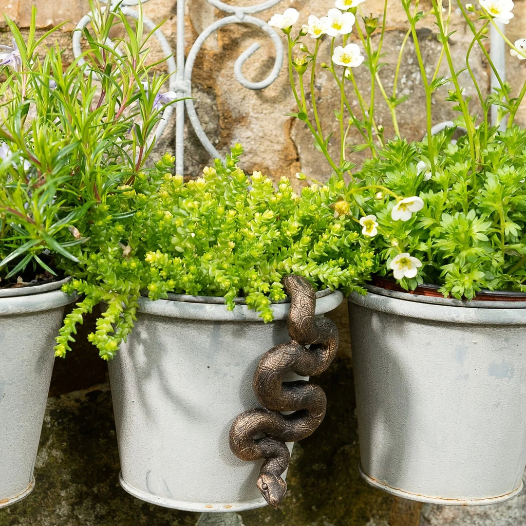 Adder in the Grass — Bronze Snake Pot Hanger