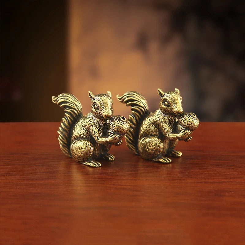 Squirrel and Acorn — Bronze Incense Holder