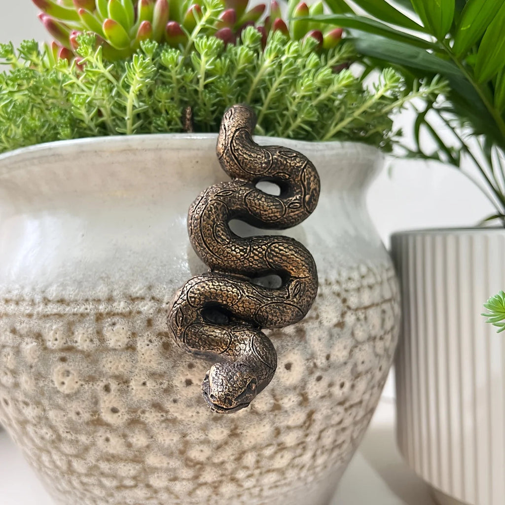 Adder in the Grass — Bronze Snake Pot Hanger