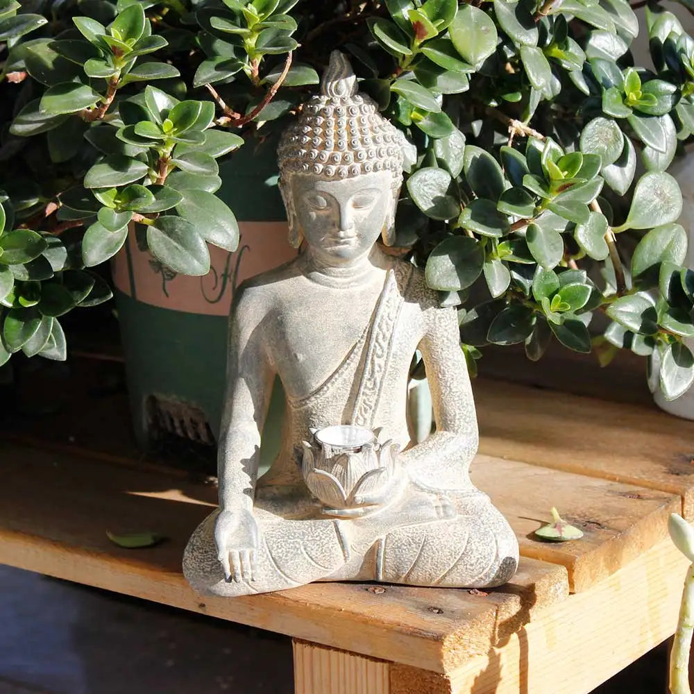 Seated Buddha, Solar-Lit — Solar Garden Statue