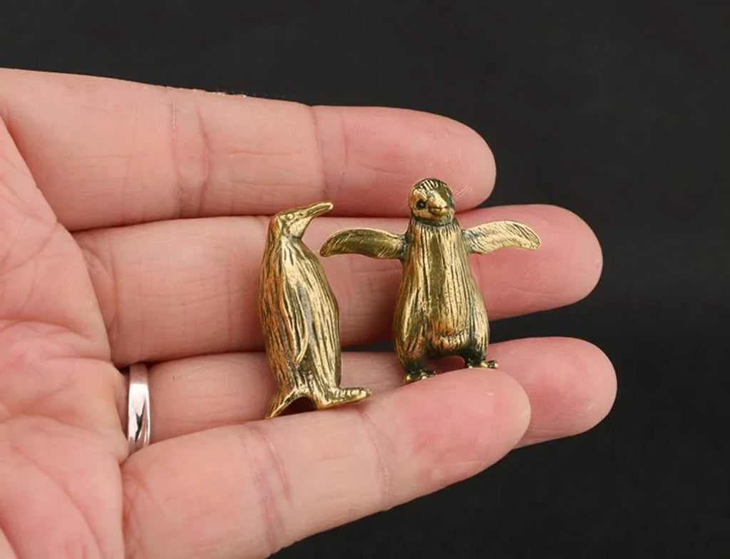 Two on the Ice — Small Bronze Penguin Pair