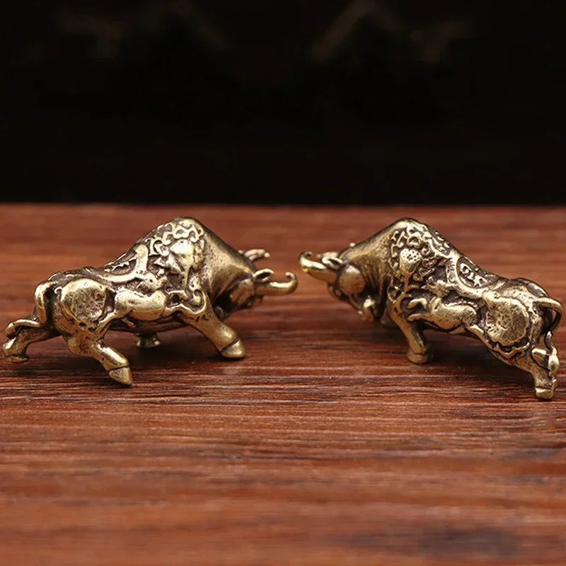 Bull, Head Down — Small Bronze Bull