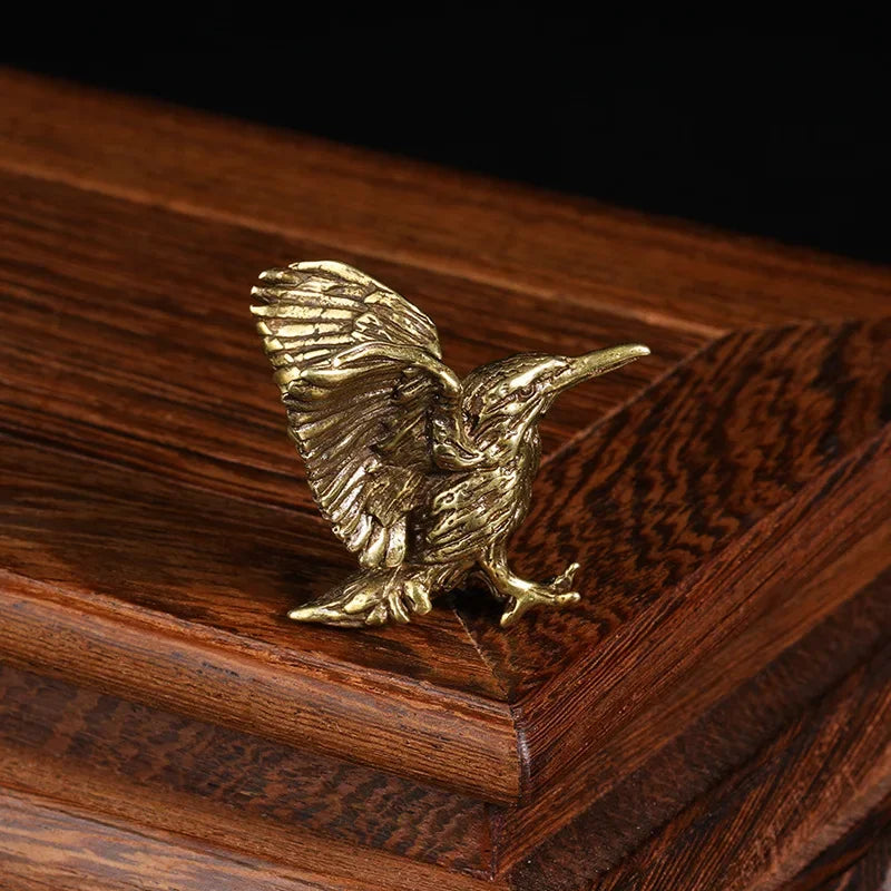 Brass eagle tea pet ornament, alternate angle