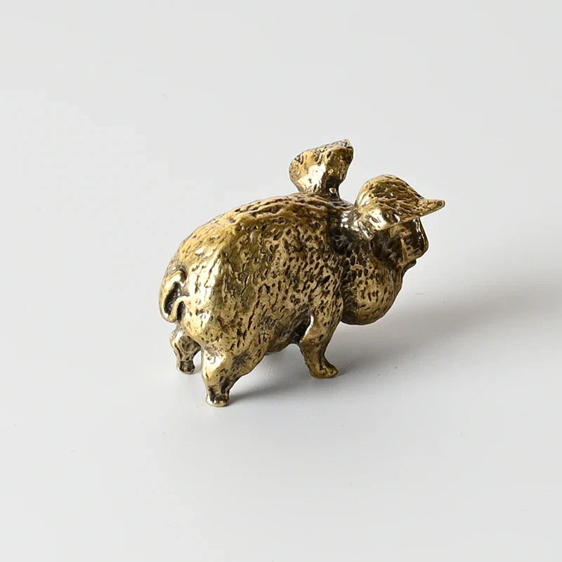 Pig at the Trough — Small Bronze Pig
