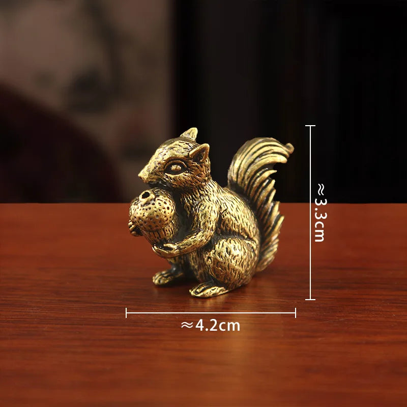 Brass squirrel and acorn incense holder, alternate angle