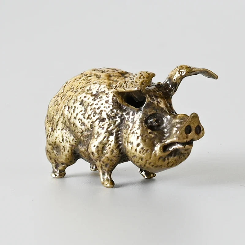 Pig at the Trough — Small Bronze Pig