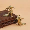 Brass squirrel duo tea pet ornament