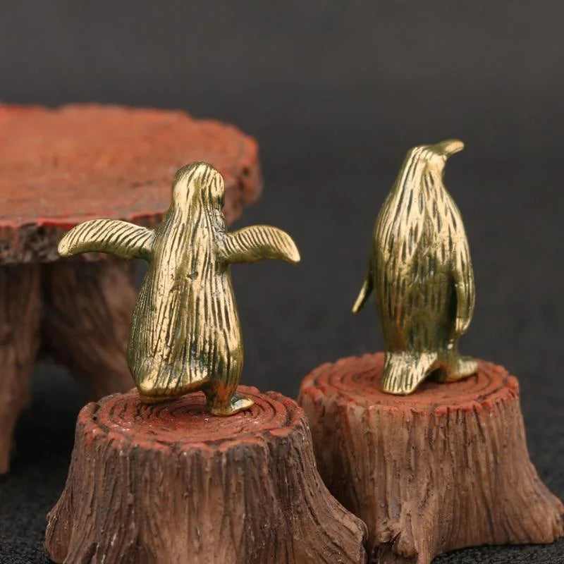 Two on the Ice — Small Bronze Penguin Pair