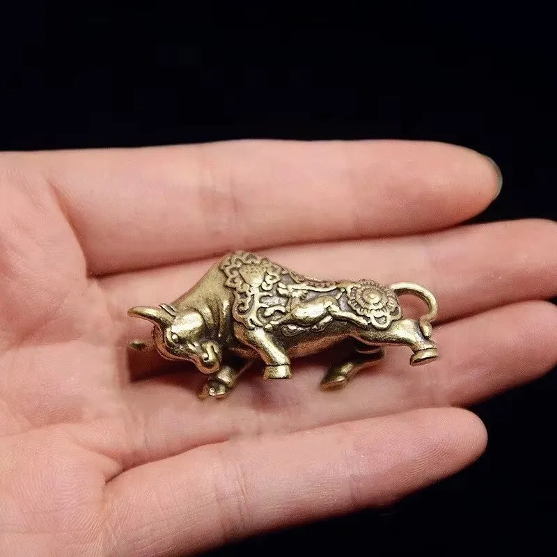 Bull, Head Down — Small Bronze Bull