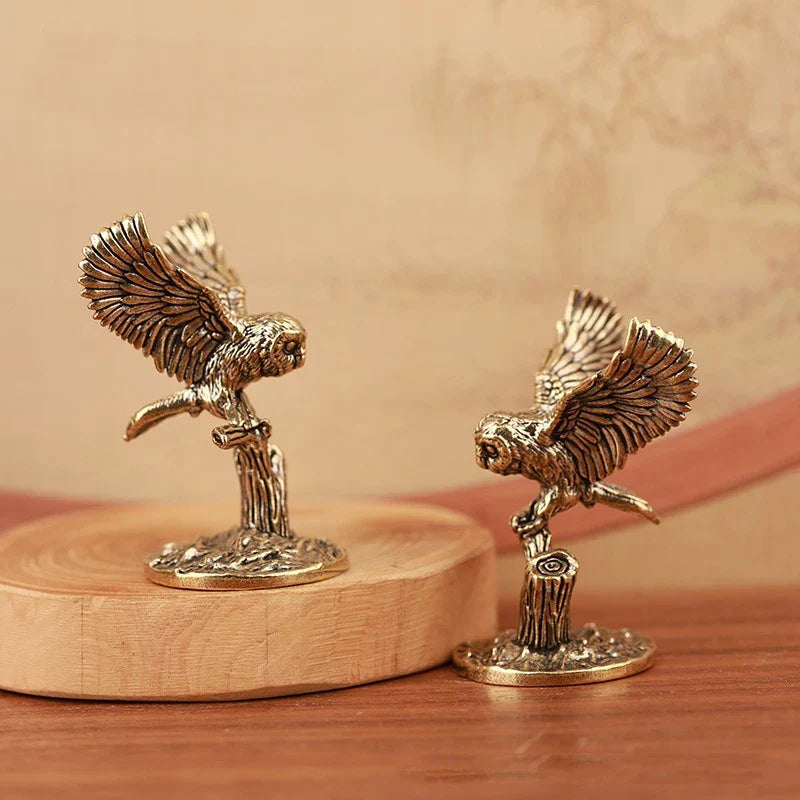 Brass owl tea pet ornament